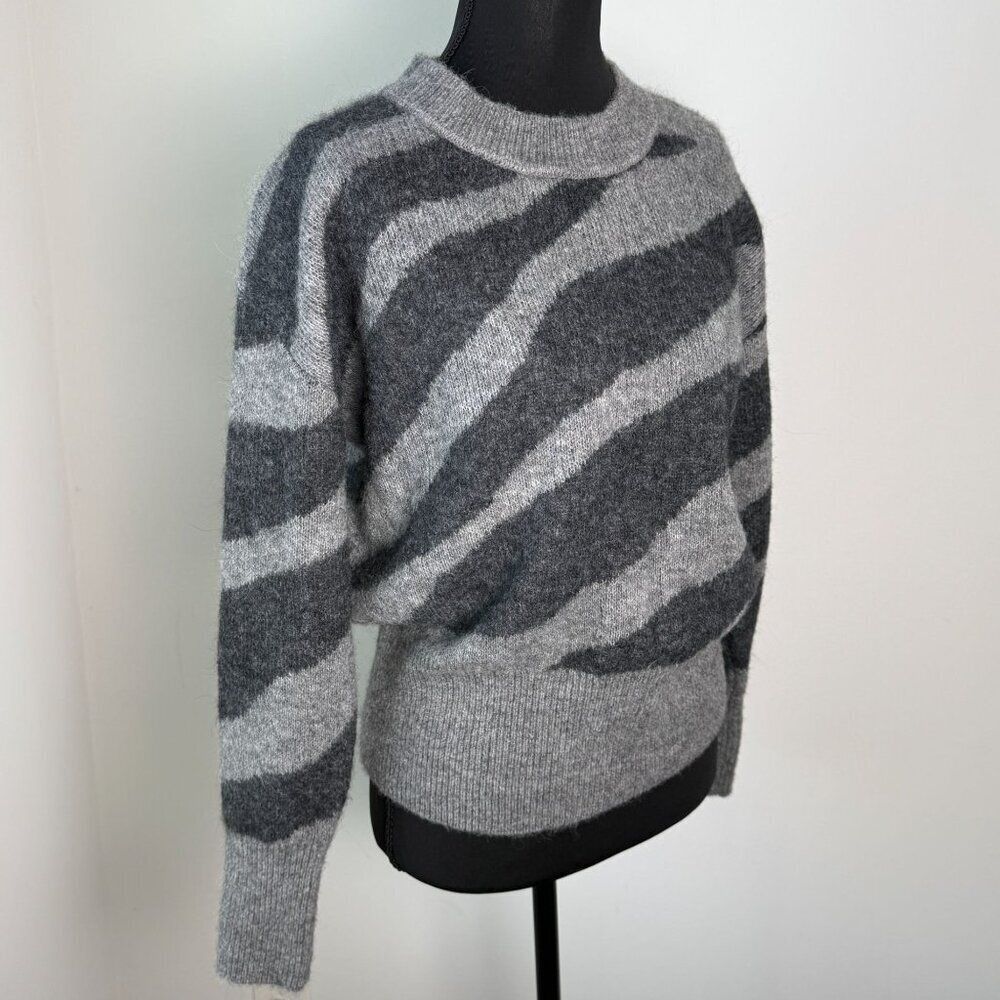Banana Republic Zebra Wedge Angora Blend Sweater High Neck Gray Size XS - Picture 3 of 9